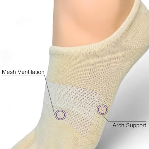 Image of Soxsense No Show Toe Socks Premium Cotton for Women, Align Toes Five Finger Liner Low Cut Thin Socks for Bunion, (4 Pairs)