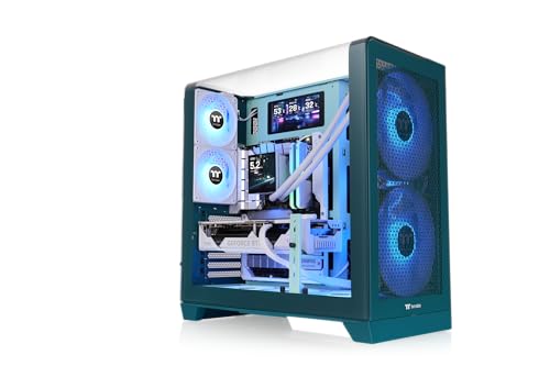 Image of Thermaltake View 390 Air; Mid Tower; 2x120mm CT Fans Included; 360mm Radiator Support; 420mm GPU Clearance; Hidden Connector Support; Rotatable PCIe Slots; Transformative Teal; CA-11F-00MTWN-00