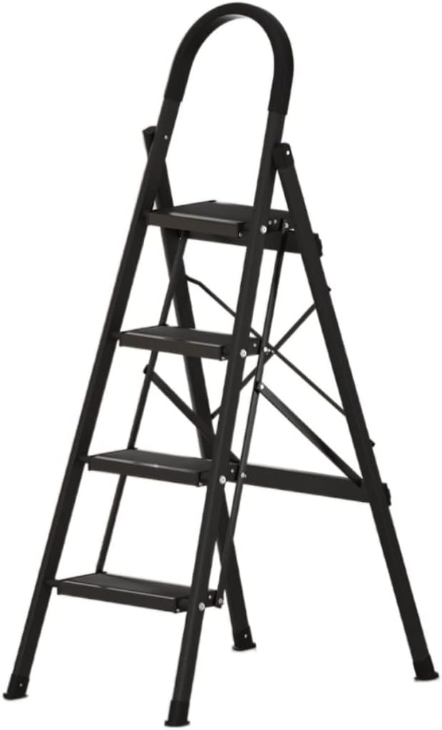 Step Ladder Home Ladders Lightweight Folding Ladder with Armrests, Small Step Ladders for Home, 330lb Capacity Folding Ladder Telescopic Ladder(Color:Svart,Size:4 Step Ladder)