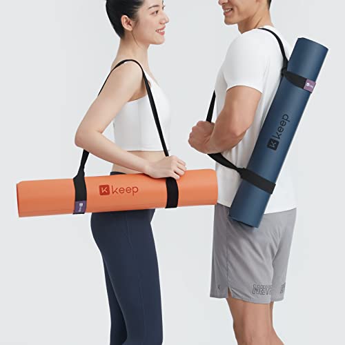 Keep Yoga Mat With Alignment Lines- 5Mm Thick Non Slip Anti-Tear Fitness Mat For Hot Yoga, Pilates & Stretching Home Gym Workout ,Navy Blue #TOP4