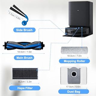 Set di accessori per Ecovacs Deebot T80S Omni/X9 Pro Omni/X11 Pro Omni aspirapolvere robot di ricambio, 1 spazzola principale, 1 rullo Mop, 4 filtri, 4 sacchetti per la polvere