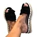 Luoyu Zapatos de mujer con lazo de paja de suela gruesa, sandalias anchas casuales y cómodas con suela de cojín antideslizante zapatos planos