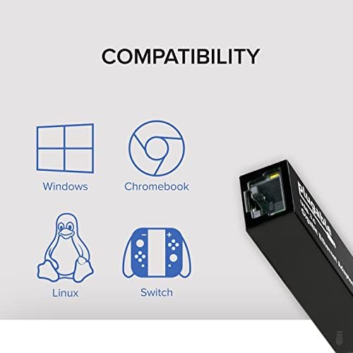 Plugable USB to Ethernet Adapter, USB 3.0 to Gigabit Ethernet, Supports Windows 11, 10, 8.1, 7, XP, Linux, Chrome OS