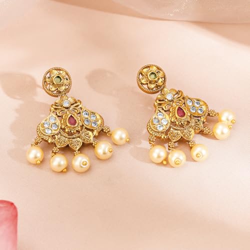 Image of Rubans Gold Plated Traditional Necklace Set Festive Jewellery Gift for Women & Girls