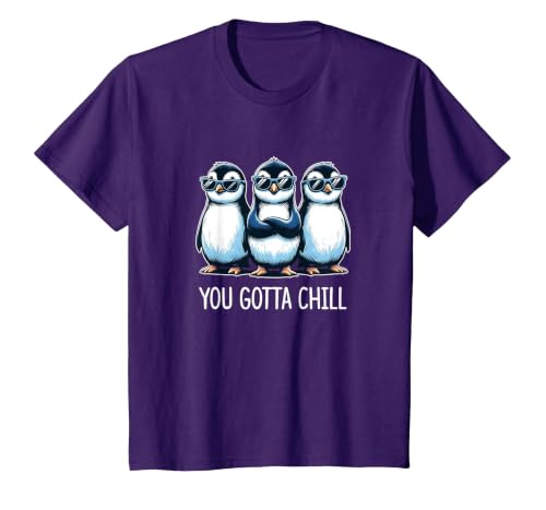 You Gotta Chill - Cool Penguins - T-Shirt, Youth, Purple, 4T