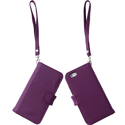 Iphone 6S /6 Case, Wisdompro Premium Pu Leather 2-In-1 Protective [Folio Flip Wallet] Case With Credit Card Holder/Slots And Wrist Lanyard For Apple 4.7-Inch Iphone 6S /6 (Purple) #TOP2