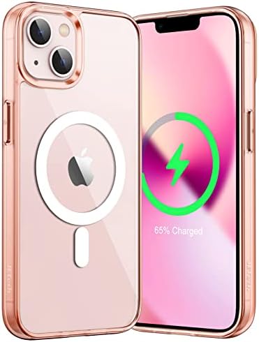 JETech Magnetyczna Etui do iPhone 13 6,1 Cala Kompatybilny z MagSafe Bezprzewodowy Ładowanie, Odporny Wstrząsy Case, Przezroczysty Tył, Odporny na Zarysowania (Przezroczyste)