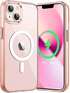 JETech Magnetyczna Etui do iPhone 13 6,1 Cala Kompatybilny z MagSafe Bezprzewodowy Ładowanie, Odporny Wstrząsy Case, Przezroczysty Tył, Odporny na Zarysowania (Przezroczyste)