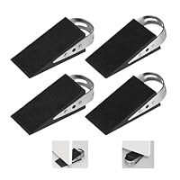 4 Cunei Antiscivolo Per Porte - Gomma Nera Con Maniglia Acciaio, Per Bambini E Animali - Foto 2