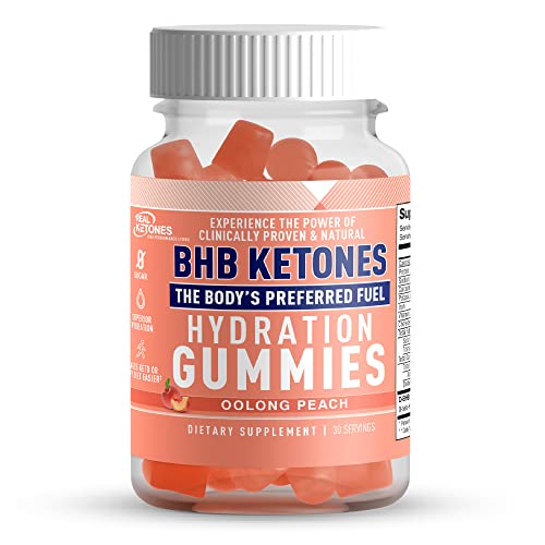 Real Ketones Exogenous Keto DBHB Gummies for Rapid Ketosis, Keto Diet Support, White Peach Flavor, 30 Servings