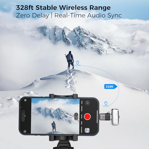 Image of Haomuren Single-Channel Wireless Mic with Noise Cancelling for YouTube, Android Type-C - 360 Omnidirectional Pickup, 33Hrs Battery, 100m Range, Plug & Play