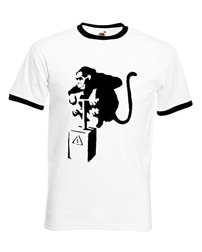 Banksy T-Shirt - Detonator Monkey - Small White