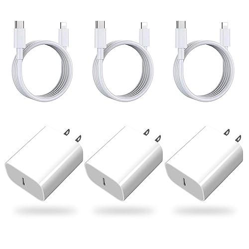iPhone Charger [MFi Certified] 3 Pack 20W PD USB C Wall Fast Charger Adapter with 3 Pack Type C to Lightning Cable Compatible for iPhone 14 13 12 11 Pro Max XR XS X,and More