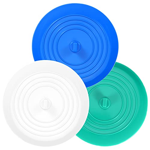 3PCS Universal Bath Stopper, 6 Recyclable Silicon Drain Stopper | Upgraded Plug Cover for Kitchen Sink & Basin, Bathrooms and Laundries (3p-white+aqua+teal)