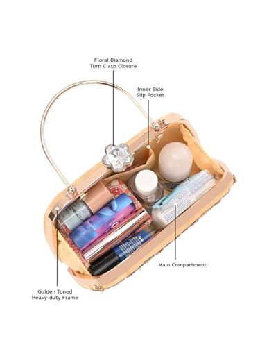 Image of TOOBA Handicraft Women's Beautiful Bling Box Clutch Bag | Evening Bag, Bridal Purse & Party Handbag | Wedding & Special Occasion Clutch (Small Boat)
