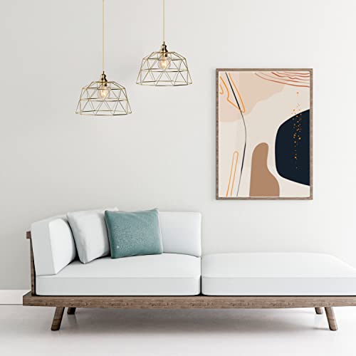 Retro Industrial Cage Pendant Adjustable Hanging Light, Etl Listed, 1-Light, Brushed Gold Iron Metal Shade With Matching Cord And Canopy, For Foyer Dining Room Kitchen Island Bedroom #TOP6