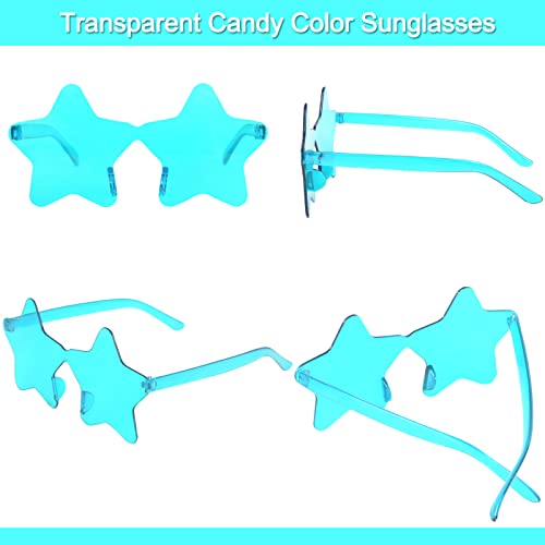 12 Pairs Star Sunglasses Pentagram Glasses Rimless Sunglasses for July 4th,Halloween, Christmas Party Favor3