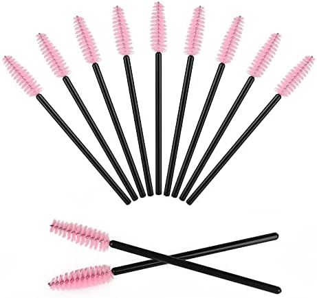 GCQQ 50PCS Mascara Wands Disposable Eyelash Eyebrow Spoolie Brush for Makeup Eyelash Extensions(Pink)