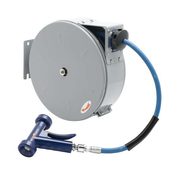 T&S Brass B-7222-C11 Hose Reel, Enclosed, Epoxy Coated Steel, 3/8" x 30', MV-3516-24 Aluminum Water Gun