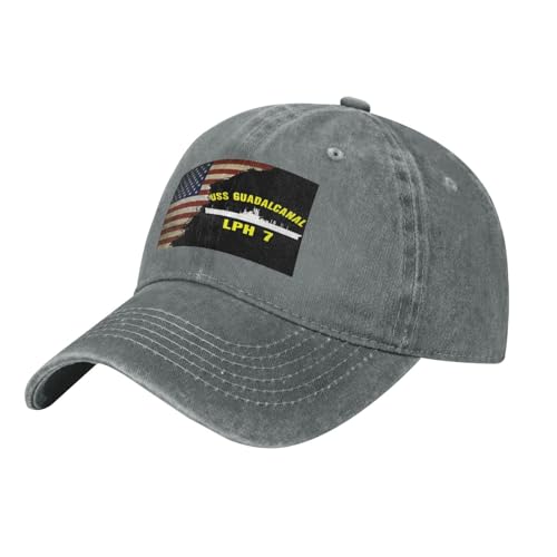 NJWRGSM US Flag USS Guadalcanal LPH-7 Unisex Baseball Cap Cowboy Hat Gray