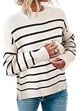 Dokotoo Oversized Sweaters for Women 2025 Fall Outfits Oversized Fashion Trendy Lightweight Business Casual Womens Sweaters Color Block Stripe Pullover Shirts Womens Fashion Blouses