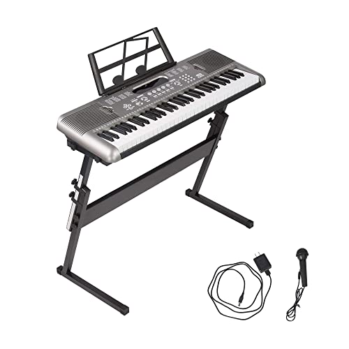 61 Key Portable Electronic Piano Keyboard with Adjustable Stand and Music Note Holder, Electronic Musical Instruments Starter Set for Kids and Adults