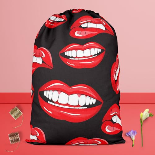 Image of ArtzFolio Lips D1 | Reusable Sack Bag | Bag for Gym, Storage, Vegetable & Travel