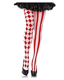 Horror-Shop Rot-Weiße Clowns Strumpfhose für Damen