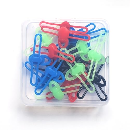 FOUMESU Elastic Rubber Lure Holder Set – High-Stretch & Tear-Resistant Anti-Slip Fishing Lure Keeper for Treble Hooks/Fly Hooks, Portable & Rod-Friendly, 4 Colors 20Pcs