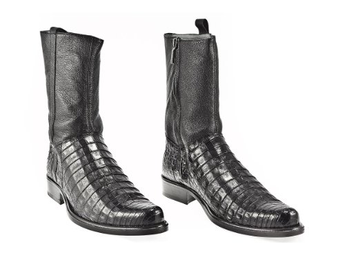 Cuadra Dress Boots With Zipper Chocolate And Black - Cayman Leather - Handmade - Sizes From 7 To 11 (10.5 D(M) Us, Black) #TOP1