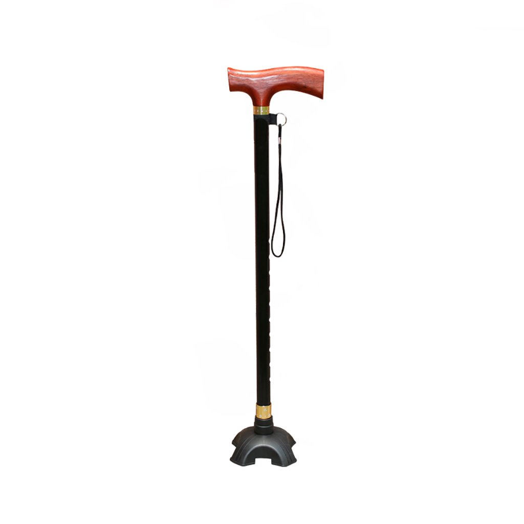 Canne pivotant quad base en bois massif et aluminium télescopique WENJUN Ma