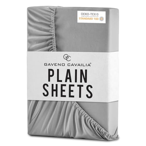 GC GAVENO CAVAILIA Super Soft King Size Fitted Sheets, Luxury Polyester 25 CM Deep Fitted Sheet, Easy Care & Warm Elasticated Corner Microfibre Bed Sheets, Grey