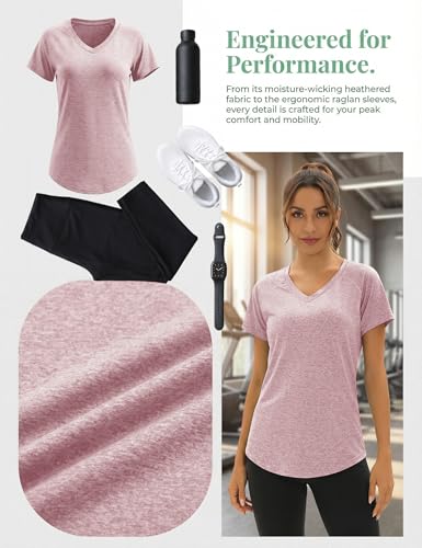 Miniatura 5 de Wayleb Camiseta Deportivo Mujer Camiseta De Manga Corta Camiseta Holgada De Secado Rápido Camisetas De Malla Mujer Yoga Fitness Top Ropa Deportiva Entrenamiento Atlético