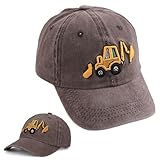 Bagger Basecap Kinder, Baseballkappe Verstellbar Sport Kappe Baseball Cap Bestickte Schirmmütze Cartoon Sonnenhut Baseballmütze Sonnenmütze Sommer Accessoires für Jungen und Mädchen(Kaffeefarbe)