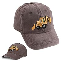 Bagger Basecap Kinder, Baseballkappe Verstellbar Sport Kappe Baseball Cap Bestickte Schirmmütze Cartoon Sonnenhut Baseballmütze Sonnenmütze Sommer Accessoires für Jungen und Mädchen(Kaffeefarbe)