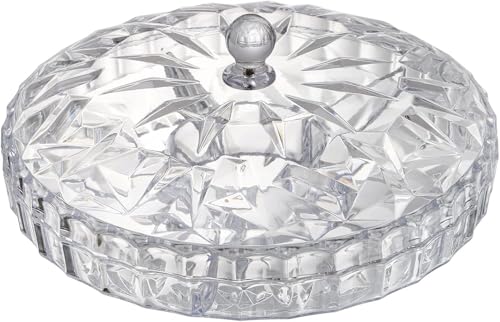 - بونبونيرة اكليرك - طبق تقديم تسالي متعدد الأجزاء - طبق اكريليك متين مع غطاء، مثالي للمكسرات والحلوى والمخبوزات، امن للاستخدام في غسالة الأطباق - Al Laith Acrylic Tasali Plate Number of Pieces :1