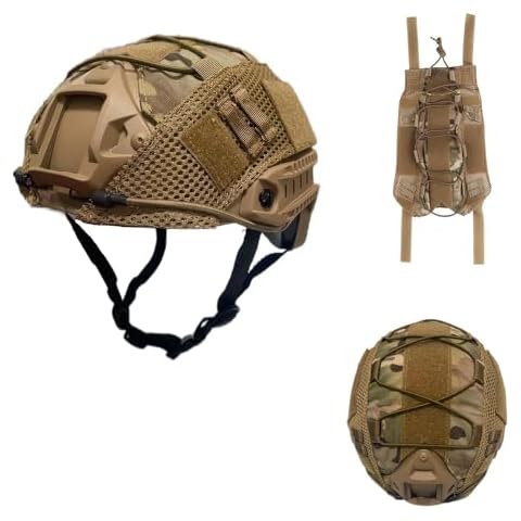 CMAIR4U Airsoft Fast Helmet with Helmet Cover,PJ Type Tactical Helmet with Front NVG Mount and Side Rail,Military Tactical Airsoft Gear (TAN) Cover
