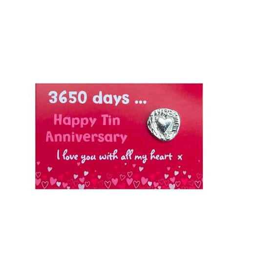Les Étains de Jumilhac Noces de Dix Ans, Porte-Bonheur Coeur, 3650 Jours et Je t'aime, Fabrication Artisanale Française, en Etain