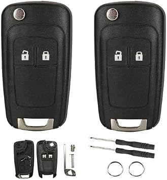 2PCS 2 Buttons Car Key Shell Case for Vauxhall Opel Chevrolet | Replacement Car Key Fob Case, Compatible with Astra Insignia Vectra Mokka Aveo Matiz Cruze Captiva
