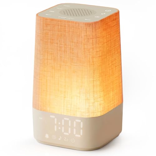 10-60 Mins Simulate Sunrise Alarm Clock: Gentle Wake Up Light Adjustable Brightness, 30 Volume, Bright & Loud Enough for Heavy Sleepers - White Noise Machine with 30 Soothing Sounds, Ease of Use