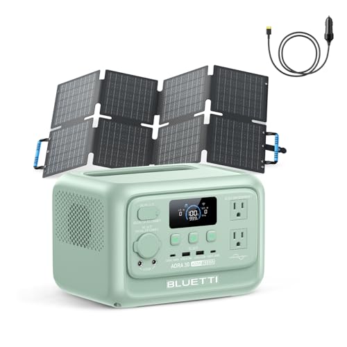 BLUETTI AORA 30 V2 ポータブル電源 と 60W ソーラーパネル 1枚 シガーソケットケーブル セット 日本限定モデル 288Wh リン酸鉄リチウム 10年長寿命 AC100V 定格出力600W 45分で80%まで急速充電 1500Wリフト機能 0.01秒UPS 30dB静音 日本語画面 アプリ遠隔操作 耐熱防火設計 防災/キャンプ/車中泊に 50Hz/60Hz対応(グリーン)