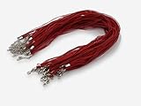Versand aus Deutschland WEBandBUY 5 x Halskette * Farbe: Bordeauxrot * Organzaband mit Wax Cord Schleifenband Schmuckband Kette