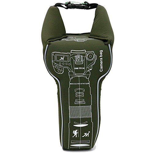 Sac appareil photo SLR étanche en cuir PU vert pour voyager avec votre reflex Canon ou Nikon