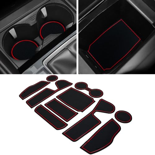 YUJIANQ Cup Holder Inserts Line for Mazda CX 50 Accessories 2023-2025 2026 Accessories Non-Slip Door Slot Pocket Mats for Mazda CX-50 CX50 Center Console Liners 10PCS/Set (Red) by YUJIANQ - Used condition - US$11.25