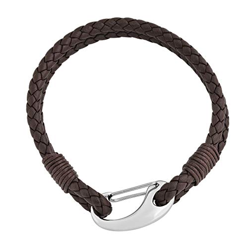 Edforce Braided Genuine Leather 2-Strand Cuff Bracelet with Stainless Steel Clasp3