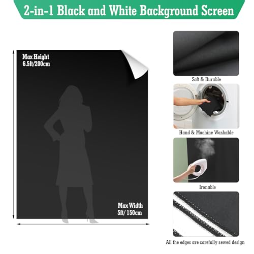 Xamanabu Black White Backdrop with Stand Kit, 5 x 6.5 ft Photo Backdrop by Xamanabu - Used condition - Image 4