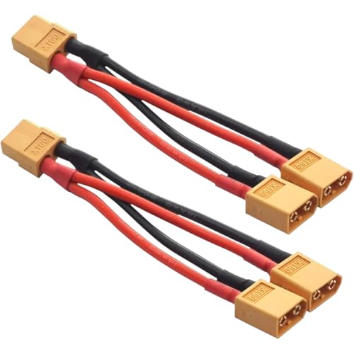 Y Splitter | Under 5Pcs | 2Pcs 14Awg Xt60 Parallel Bettery Connector 2-Male to 1-Female Xt-60 Cable Dual Extension Y Splitter Harness Adapter for Rc New 2026 High for Reliable Electronic Component