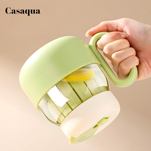 Image of Glass Tea Infuser Mug with Straw & Handle - 550ml, Set of 1, Cute Heart Design Cup, Drinking Glass for Iced Coffee, Matcha, Milk, Juice, Smoothies & Water, Reusable Travel Mug (Random Color)