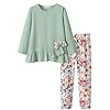 Yekaty Size 8 Girls Clothes Long Sleeve Ruffle Hem Shirts and Hight Waisted Pants Lounge Set Fall Outfit