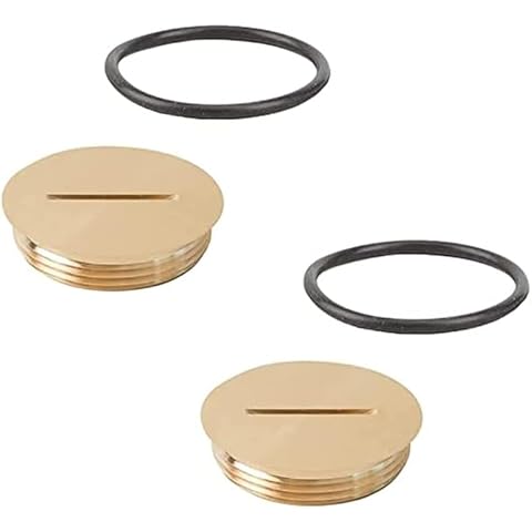 Zeiboat 2Pcs 5249 Cap with O-Ring for Floor Box, Only Fits 5249 Single-Outlet, 1.75'' Width, 1.56'' OD, Replacement Brass Cap Cover